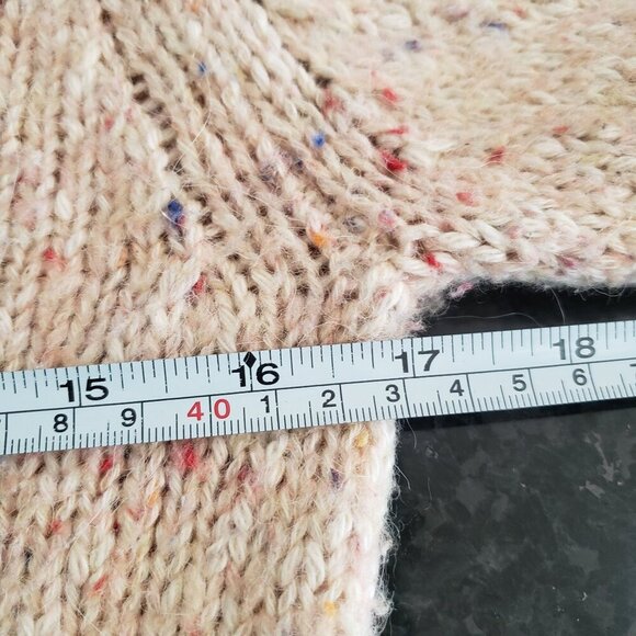 Magaschoni Pale Pink Confetti Speckle Chunky Wool Alpaca Blend Sweater Sz MED - Picture 9 of 16